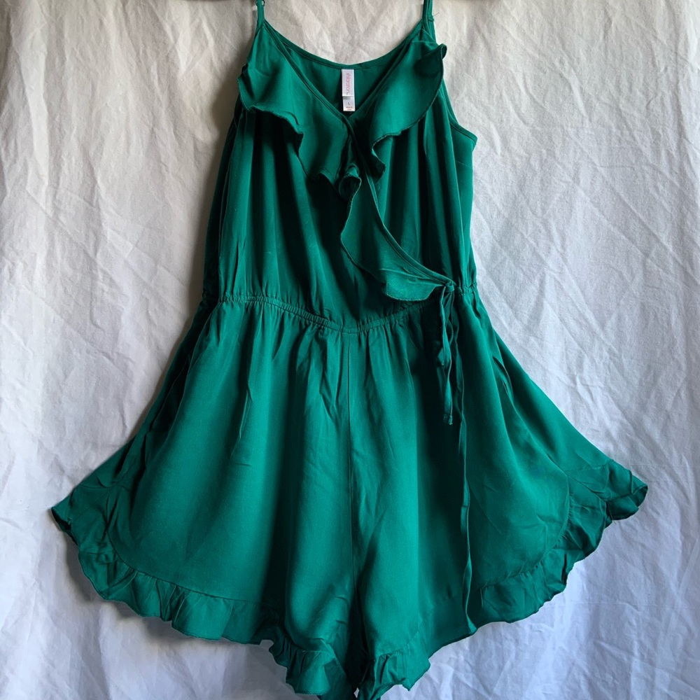 Green Romper with Ruffles